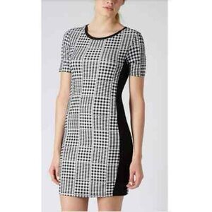Elegant Monochrome Checkered Mini Dress